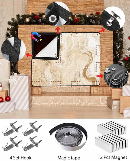 Magnetic Fireplace Cover Sage Green Marble Fireplace Screen Decorative Abstract Fluid Art Insulation Fireplaces Blocker Blanket Save Energy Fireplaces Draft Stopper Covers for Living Room 36x30 Inch