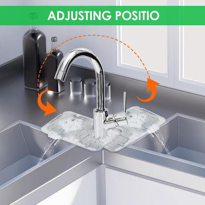 Dimeho Sink Faucet Splash Guard Mat Silicone Soap Dish Pad Faucet Handle Drip Catch Sponge Holder Sink Protector Trays for Bathroom Kitchen Countertop Gadgets Accessories