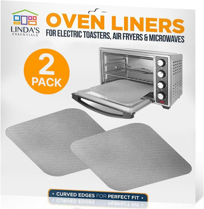 Toaster Oven Liners for Bottom of Oven (4 Pack) Reusable Non-Stick Heat Resistant Toaster Liners, Compatible with Breville, Cuisinart, Black & Decker, Dash, and More - Air Fryer Liners 12"x12" (Black)