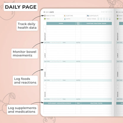 Clever Fox Food Sensitivity Journal & Symptom Diary, 8.5x11 Purple