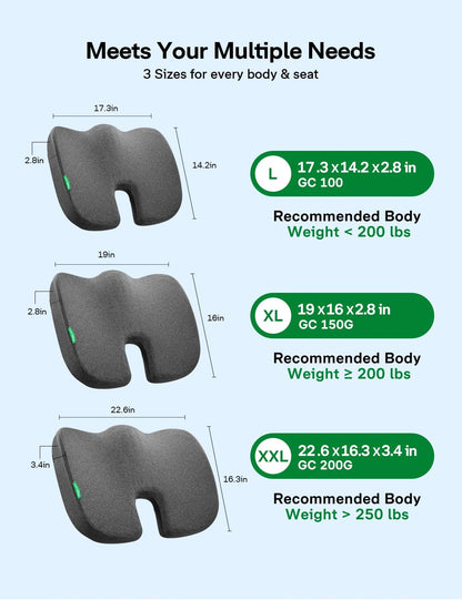 Medisana GC 150G Gel Seat Cushion for Tailbone Support, Grey 19×16×2.8"