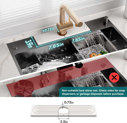 Stone Faucet Mat for Kitchen Sink – Diatomite Drying Stone Mat & Sink Protector, Prevents Moisture – Sink Splash Guard Water-Absorbing Stone Tray for Bathroom Counter (Light Grey, 20" x 3.9")