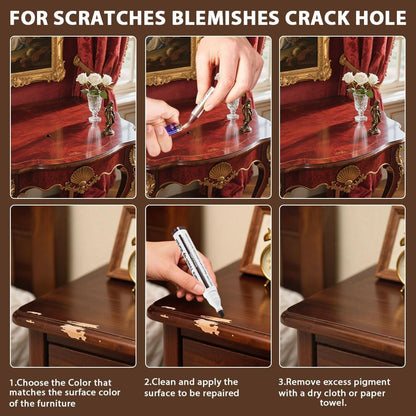 Furniture Repair Kit Wood Markers - 13 Markers & Wax Sticks with Sharpener | Fix Wood Scratches & Stains, Touch-up Kit for Floors, Tables, Desks, Bedposts, Fit for All Furniture Surface Repairs Cover Up