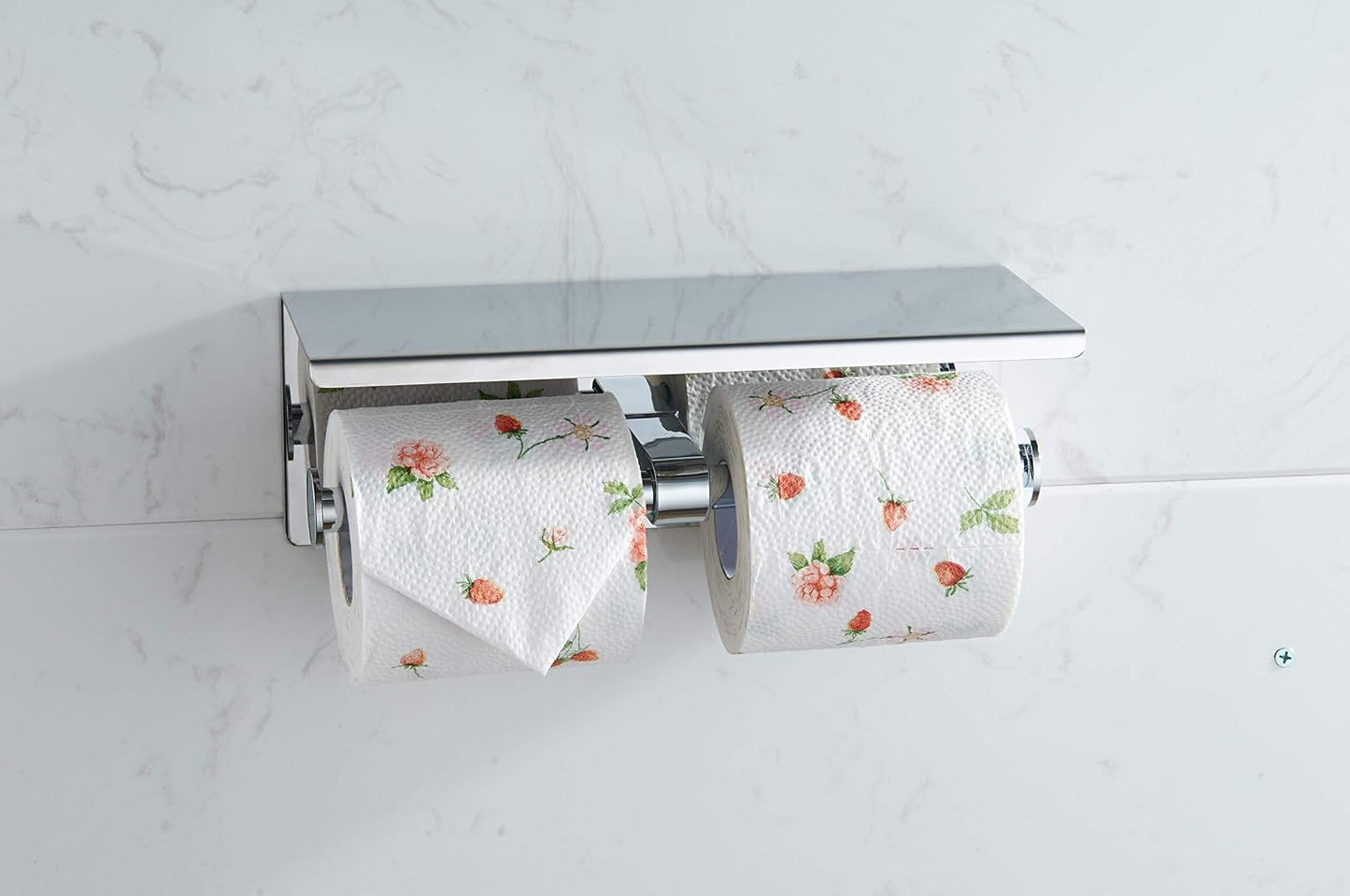Double Toilet Paper Holder with Shelf Brushed Nickel Toilet Paper Holder Wall Mounted