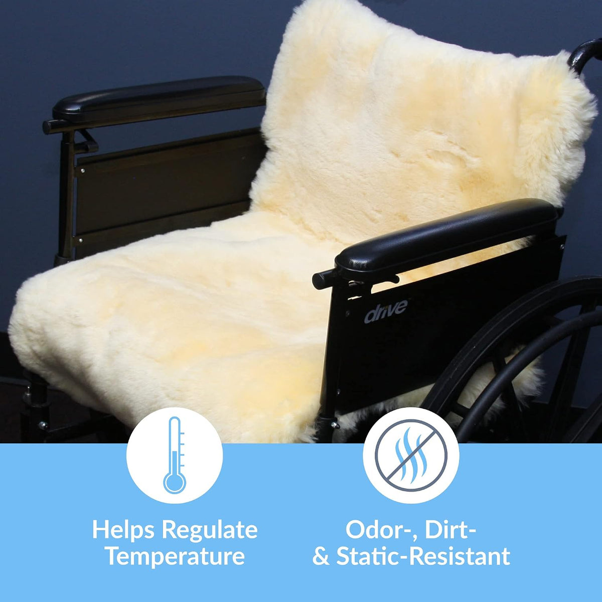 Sheepskin Ranch Wheelchair Armrest Pads – Genuine Sheepskin Armrest Cushions for Wheelchairs & Office Chairs, Pressure Relief Support Pads for Seniors, Adults & Disabled Users - Made in the USA