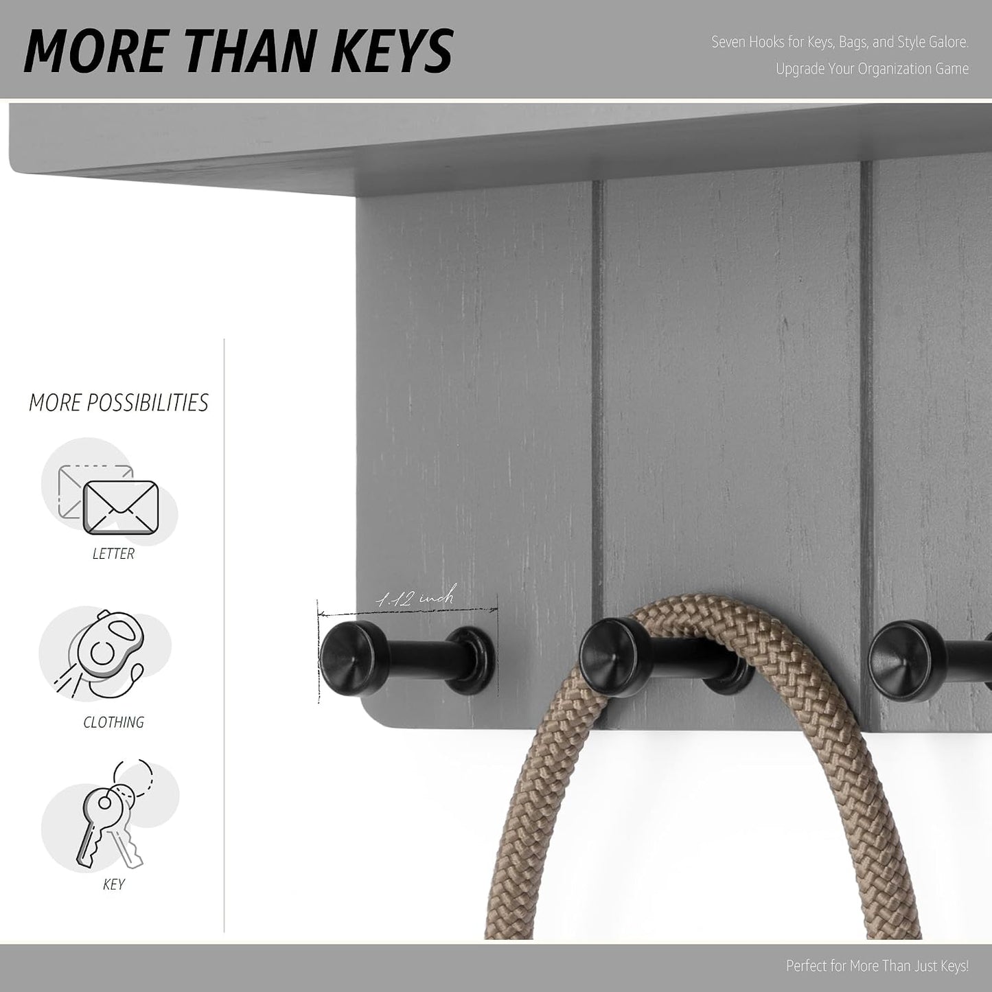 Rebee Vision Key Holder Wall Mount with Shelf for Entryway, Distressed Blue | Key and Mail Holder for Wall, Shelf, 4 Key Hooks, Farmhouse Decor, Room Decor Aesthetic, Compact Home Storage, Wall Organizer