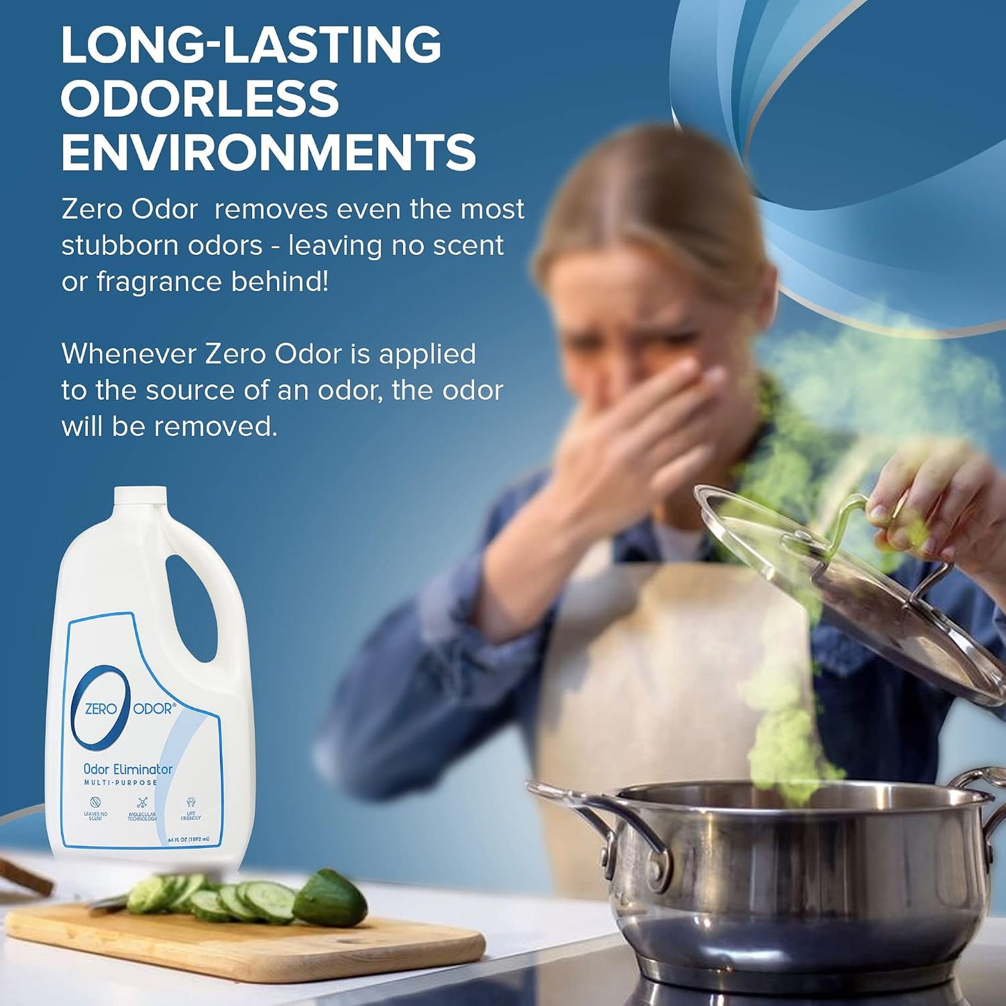 Zero Odor Multi-Purpose Odor Eliminator, Fabric & Room Deodorizer, 16 oz | Odor Eliminator Spray for Closet, Bathroom, Basement, Trash & Upholstery, Air and Surface use