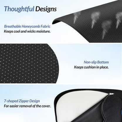 ZIKEE Ergonomic Seat Cushion with Thigh Slope for Long Sitting, Memory Foam Office Chair Cushion for Car, Home, U-Shaped Design Relieves Hip, Tailbone Pain, Non-Slip Sciatica Pain Relief Pillow