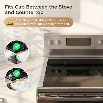 Silicone Stove Gap Covers with Stainless Steel, Oven Gap Filler Seals Gaps Between Stovetop and Counter, Stove Gap Guards Range Trim Kit, Easy to Clean Stove Gap Guard (Black 2 Pack,25")