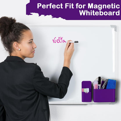KITANIS Magnetic Pen Holder,2 Pack Magnetic Dry Erase Marker Holder with Generous Compartments,Strong Magnet Storage Marker Pen Pencil Organizer for Refrigerator,Whiteboard,Locker Accessories