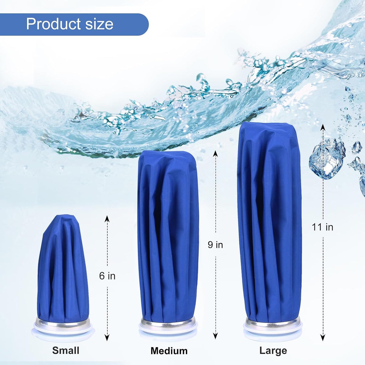 11" Large Ice Bag Pack with Wrap for Injuries, Upgrade Reusable Ice Packs, Effective Hot/Cold Therapy for Migraine, Shoulder, Neck, Knee Pain, No-Leak & Waterproof, Blue