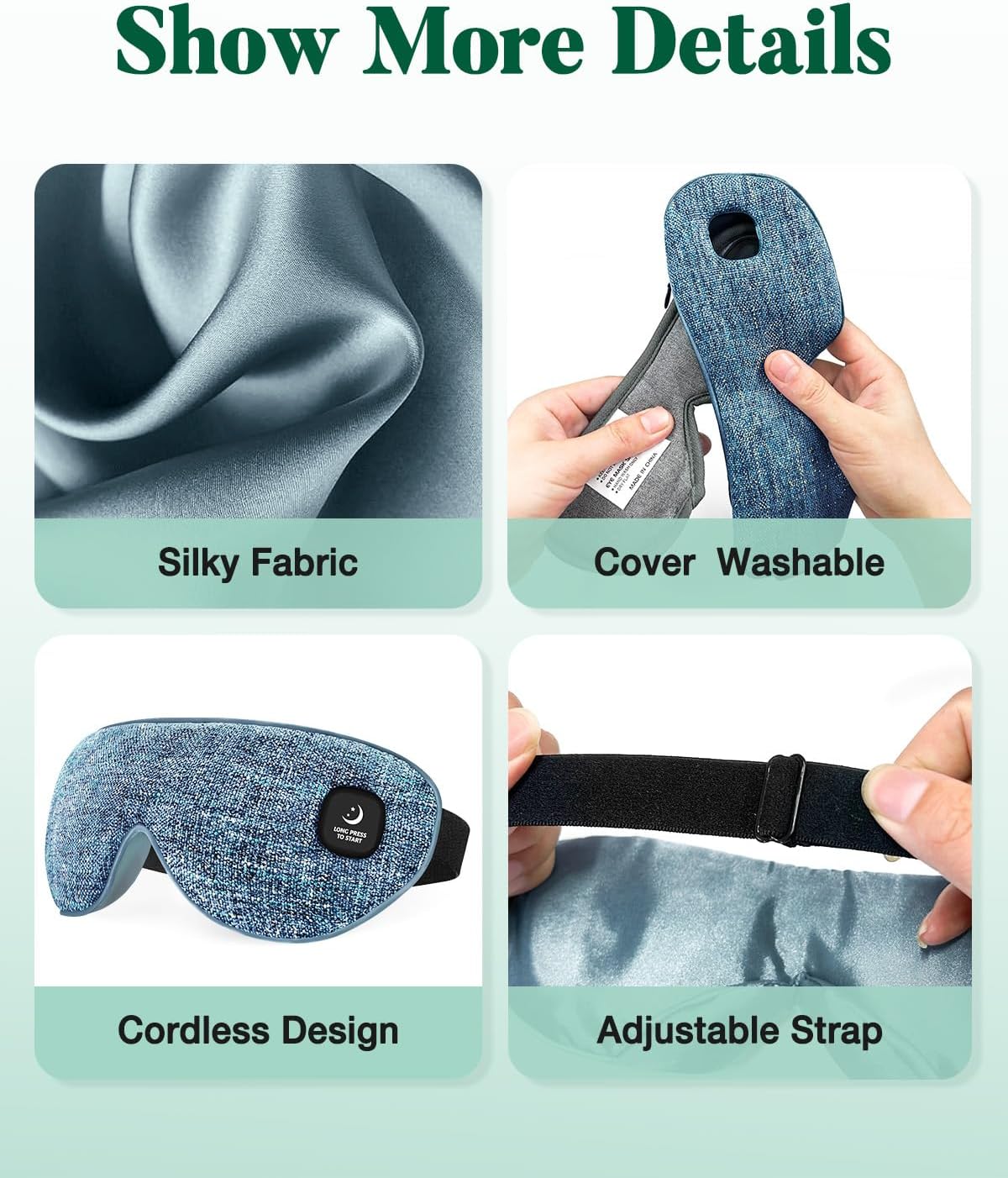 YoanYouth Heated Eye Mask for Dry Eyes, FSA Eligible HSA, Cordless Warm Compress for Eyes, Light Blocking Eye Heating Pad, Styes, Sleep, Cover Washable, Rechargeable, Light Blue