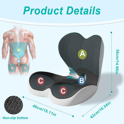 Seat Cushion for Office Chair, Ergonomic Cushion with Lumbar Support Pillow