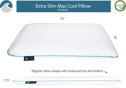 Bluewave Bedding Ultra Slim Gel Memory Foam Pillow for Stomach and Back Sleepers - Thin, Flat Design for Cervical Neck Alignment and Deeper Sleep (2.75-Inches Height, Standard Size)