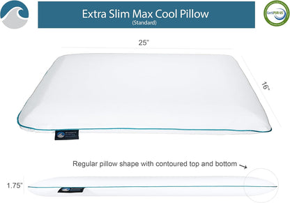 Bluewave Bedding Ultra Slim Gel Memory Foam Pillow for Stomach and Back Sleepers - Thin, Flat Design for Cervical Neck Alignment and Deeper Sleep (2.75-Inches Height, Standard Size)