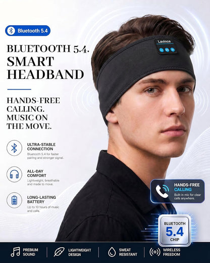 Sleep Headphones Headband, Bluetooth 5.4 Sleeping Headphones for Side Sleepers, Wireless Headband Headphones with Ultra-Thin Stereo Speakers for Sports, Workout, Travel, Meditation