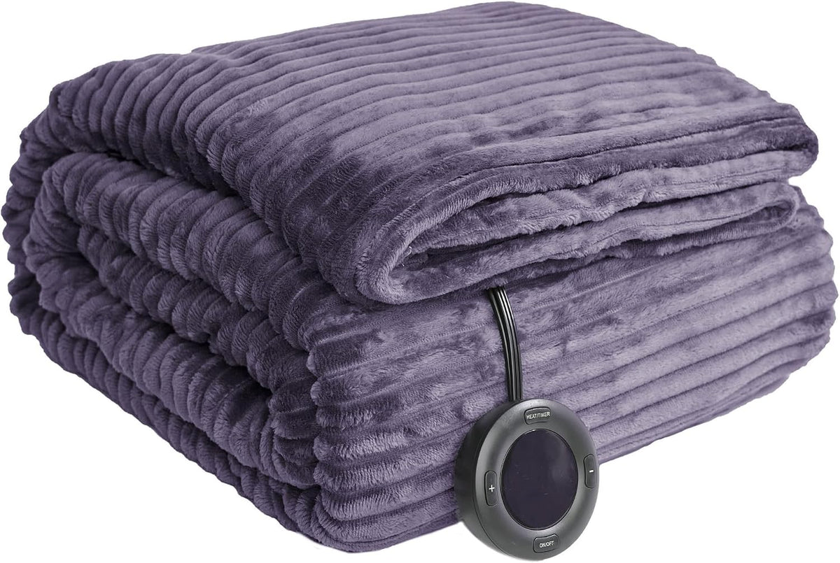 Heated Blanket 50x60”, 3 Hours Auto-Off Electric Blanket, Grey