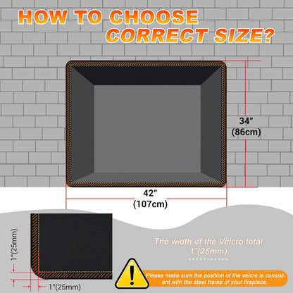 Magnetic Fireplace Cover, Draft Stopper for Brick Fireplace, Fireplace Flue Blocker with 16 Pieces Strong Magnets, Indoor Fireplace Blanket for Heat Loss, Winter and Summer, Black, 42x34 Inches