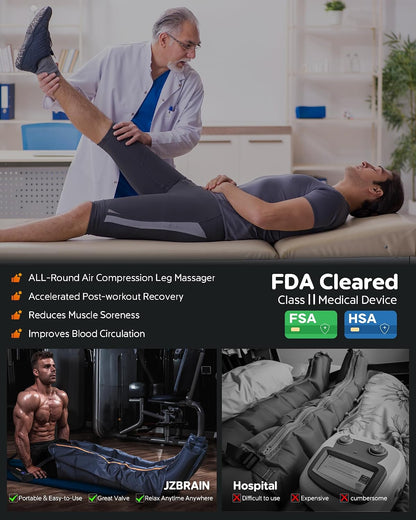JZBRAIN Sequential Air Compression Recovery System : Professional Full Leg Compression Boots for Circulation and Pain Relief - Sequential Device for Muscle Relaxation - for Athletes,Women,Men