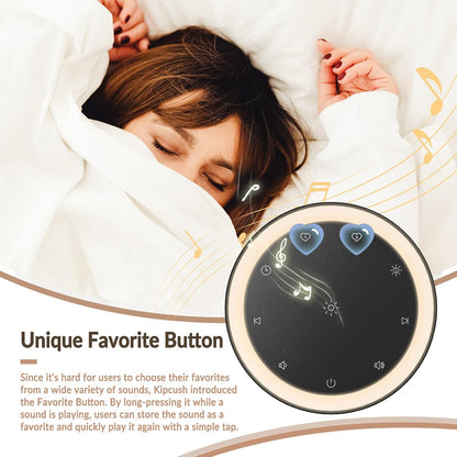 Kipcush White Noise Machine for Sleeping, Baby & Adults, High-Fidelity Non-Looping Sounds, Sleep Sound Machine with Dimmable Night Light, USB Powered, Memory Function, Home, Nursery & Travel