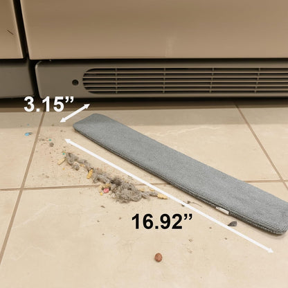 Flat Gap Dust Cleaner with Extendable Pole, Bafezoze Retractable Under Appliance Duster with 2 Washable Microfiber Pads, Slim Flexible Gap Mop for Cleaning Under Bed Sofa Cabinet Refrigerator Gray