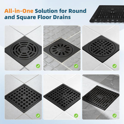 Hibbent Upgraded Shower Drain Hair Catcher for Bathroom Floor 4" Drain, Anti-Clogging Shower Drain Cover, Stainless Steel & Silicone Drain Strainer with Handle, Shower Drain Protector, Grey