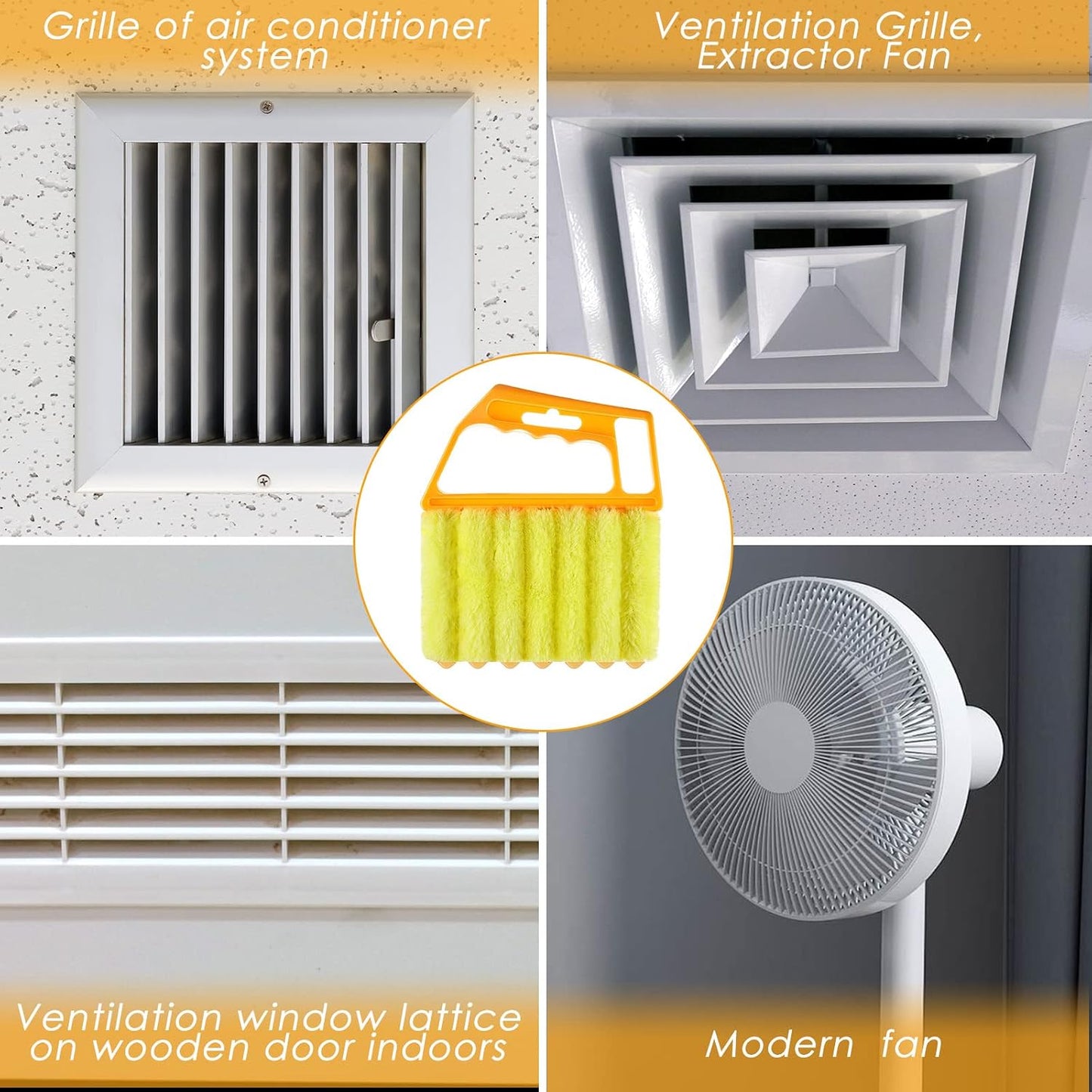 Geiserailie 2 Pcs Window Venetian Blind Cleaner Duster Tool Washable 7 Fingers Dusting Cleaner and Air Vent Shutter Brush Blinds Air Conditioner Fan Duster Dirt Housekeeping Tool (2 Color)
