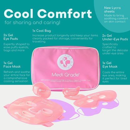 Medi Grade Face Ice Pack and Cooling Eye Mask Set, ChillGel Gel Mask, Green
