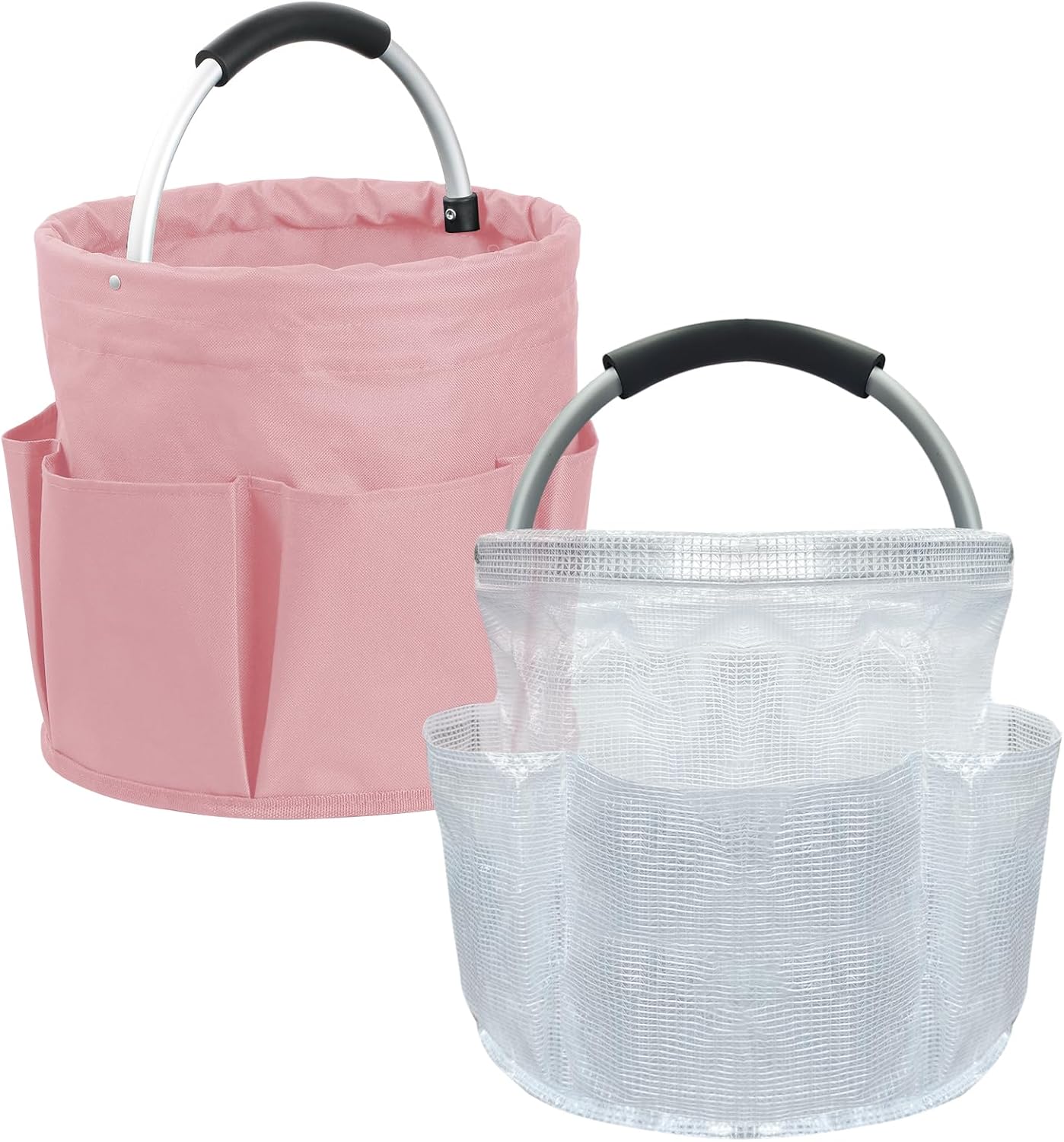 17L Cleaning Caddy with Handle and 6 Pockets, Foldable Cleaning Supply Caddy, Portable Shower Caddy in 600D Oxford Fabric, Multifunctional Storage Basket for Camping, Gardening, Black