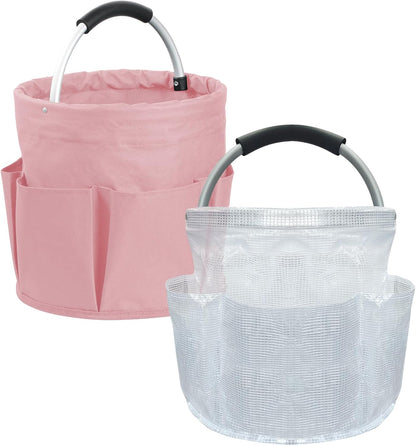 17L Cleaning Caddy with Handle and 6 Pockets, Foldable Cleaning Supply Caddy, Portable Shower Caddy in 600D Oxford Fabric, Multifunctional Storage Basket for Camping, Gardening, Black