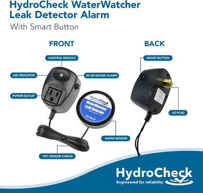 Water Sensor Alarm, Smart Water Leak Detector for Home & Basements | Made in THE USA | Automatic Flood Detectors and Water Alarm, Pure Water Capable (WaterWatcher)