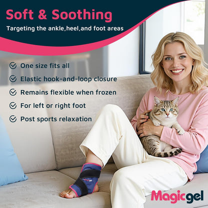 Magic Gel Ankle Ice Pack Wrap for Swelling, Reusable Ice Packs for Ankle Injuries, Flexible Hot & Cold Packs, Foot Ice Pack Wrap Ice Socks for Sprained Ankle, Achilles Tendonitis & Fasciitis Relief