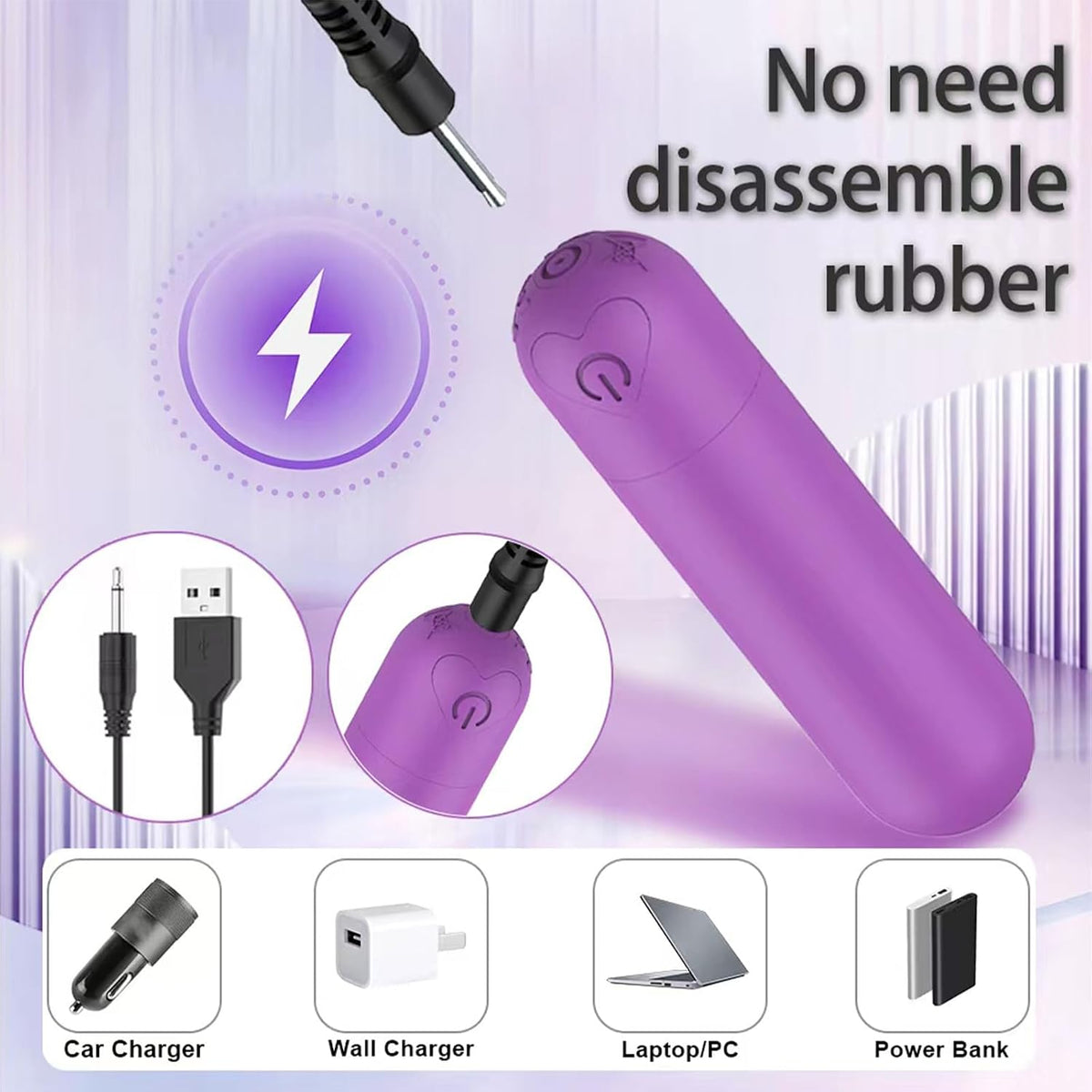 Mini Handheld Electric Back Massager Waterproof Quite Massager, Portable Massager for Back Neck Shoulder Body,Light Purple