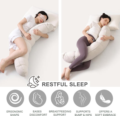 Peallow(Pat. Pend) – Long Round Body Pillow for Adults, Bolster Pillow for Sleeping, Soft and Supportive Pillow for Sleeping & Lumbar Support (Green-White, 29.5")