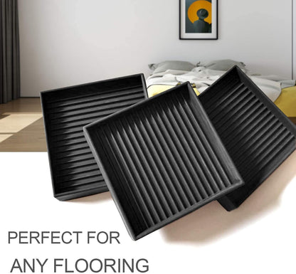 Furniture Coasters 4 Pcs 4” Furniture Caster Cups - Non Slip Furniture Pads Hardwoods Floors - Non Skid Grippers Rubber Furniture Feet Anti Slide Floor Protector for Bed Couch Stoppers Black