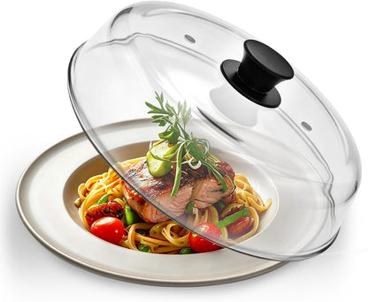 Glass Microwave Splatter Cover for Food, 10 In Glass Microwave Splatter Guard with Vent Hole, BPA Free, Easy-Grip Silicone Knob, Dishwasher Safe, Food Grade, Heat Resistant, No Plastic