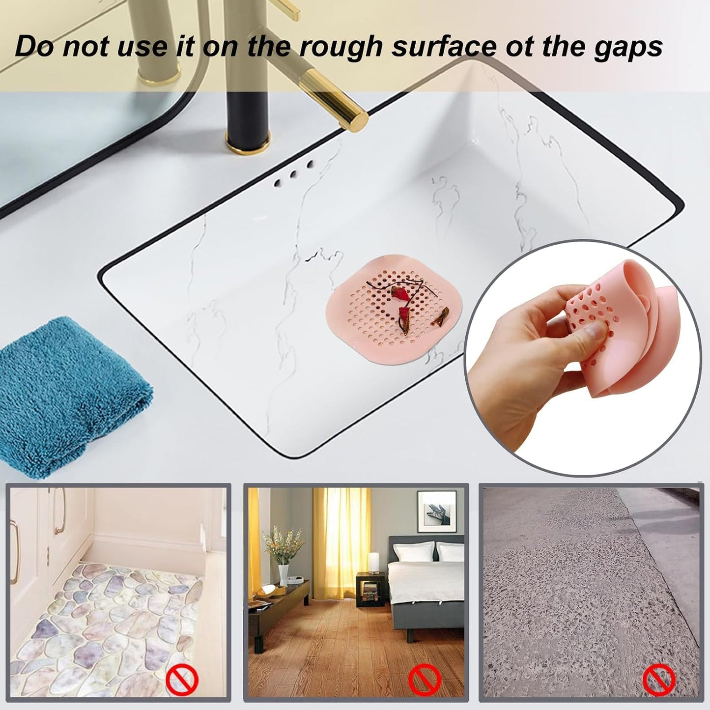 Bovinde Hair Drain Catcher,Square Cover for Shower 2 Pack (Black) | Drainer Cover Silicone Hair Stopper with Suction Cups,Protector Accessories,Easy to Install Suit for Bathroom,Bathtub,Sink