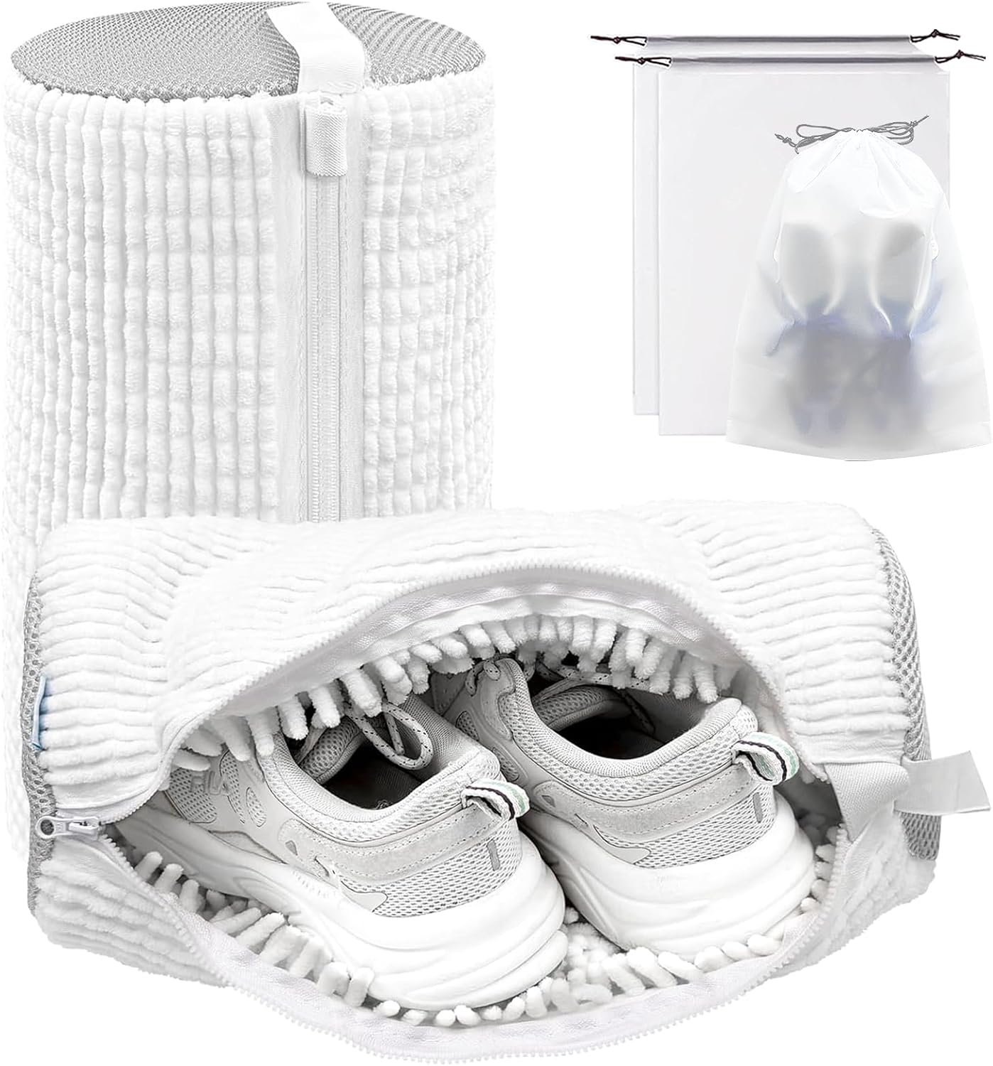 Shoe Washing Machine Bag,Laundry Shoe Bag for Washer and Dryer,Reusable Shoe Cleaning Bag for Sneakers,Tennis Shoes,With Self-locking Zipper, Microfiber Inside,Include Shoe Bag (Pro Grey - 1 Pack)