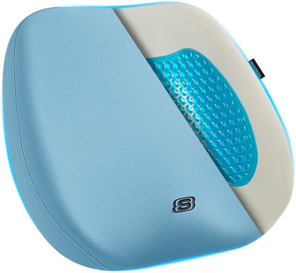 Skechers Seat Cushion Premium Gel & Memory Foam-Office Chair Cushion for Tailbone Pain Relief,Butt Pillow for Office Chair,Car seat Cushion,Long Sitting Office Workers,and Car Drivers,Black