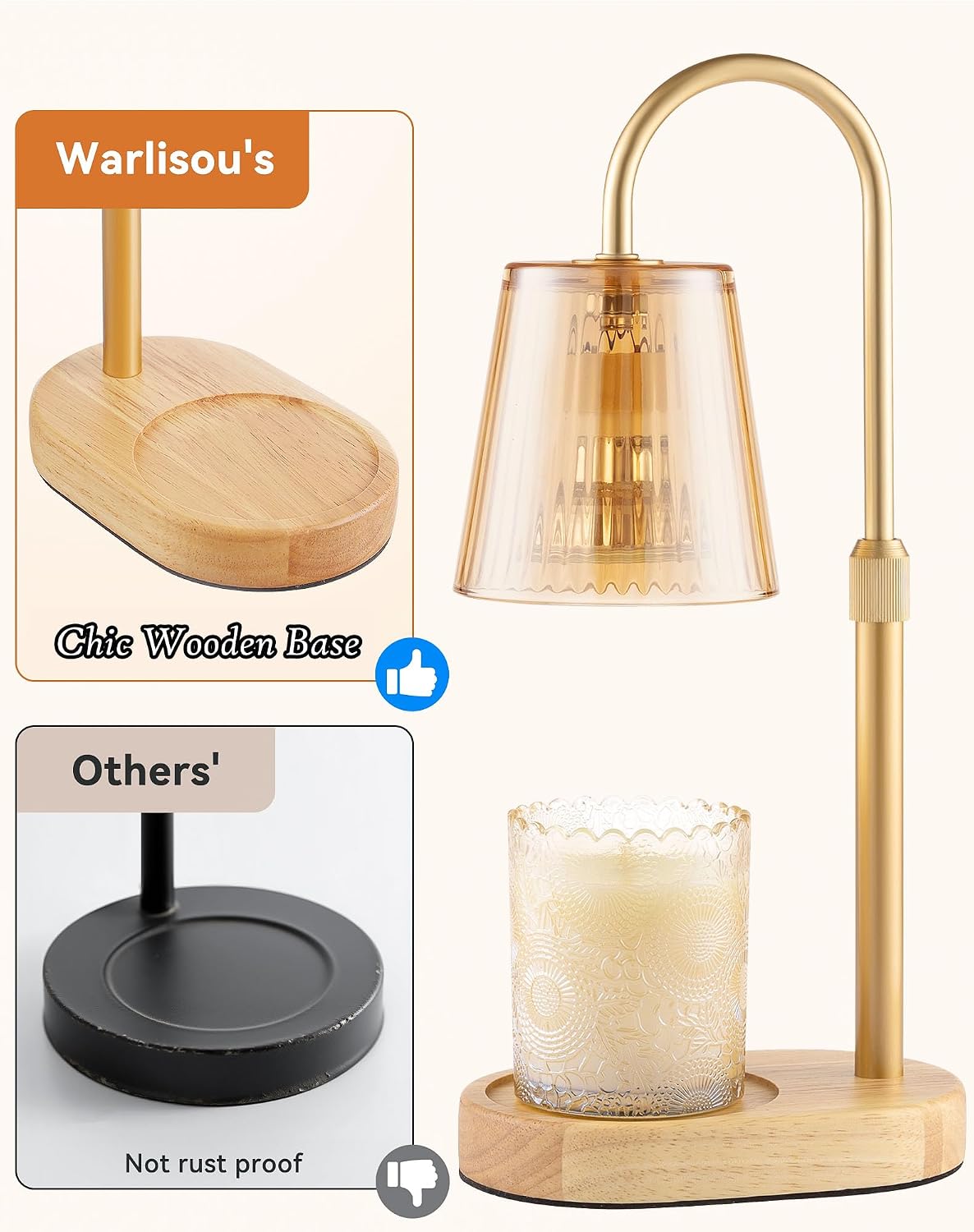 Adjustable Candle Warmer Lamp with Timer - Electric Light Wax Warming