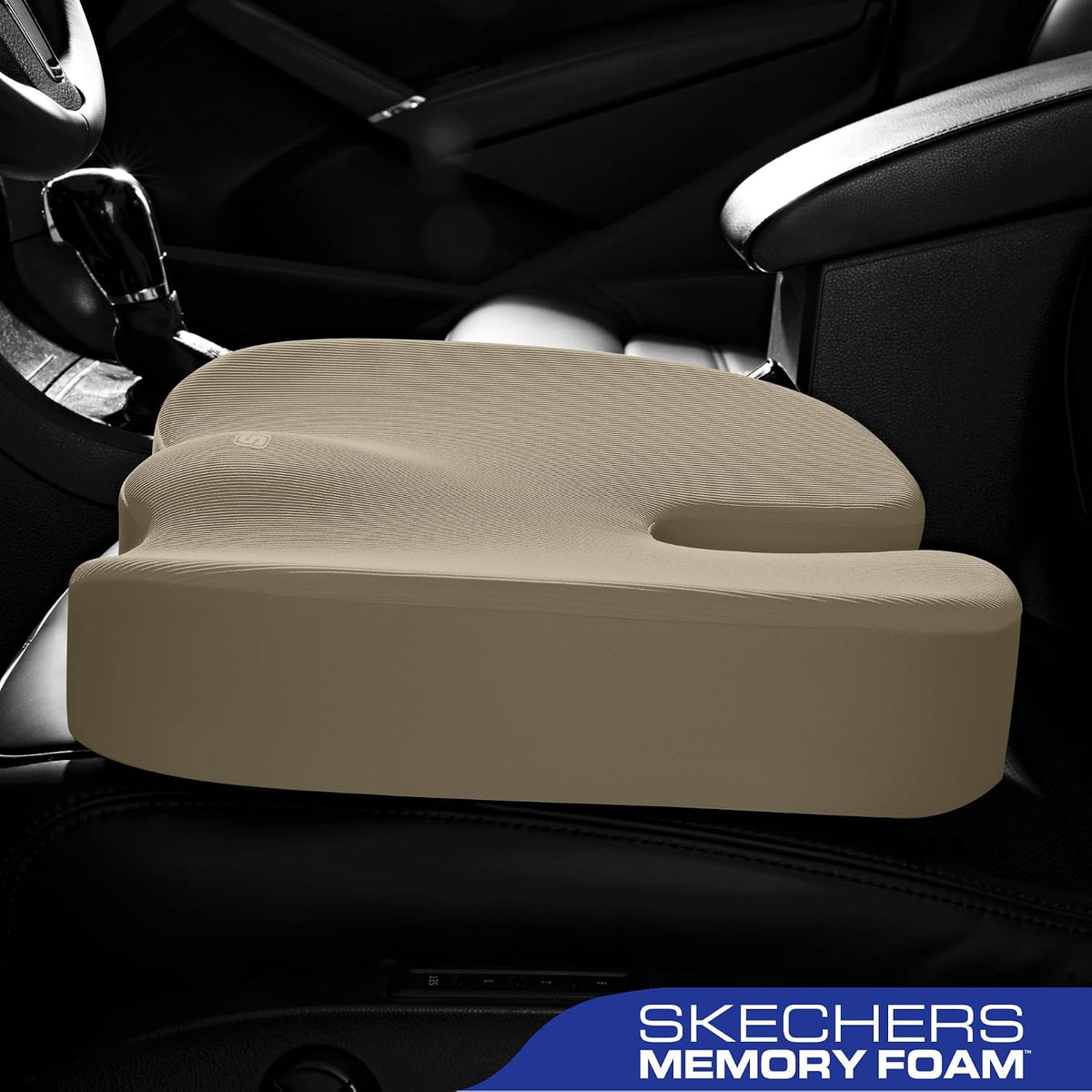 Skechers Memory Foam Seat Cushion,Office Chair Cushion for Tailbone Pain Relief,Butt Pillow for Office Chair,Car seat Cushion,Computer Desk,Long Sitting Office Workers,and Car Drivers,Black