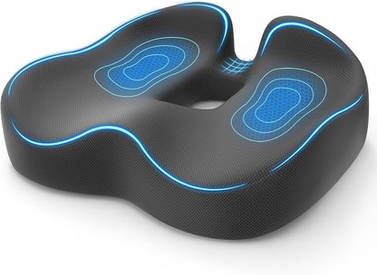 TushGuard 4-Zone Ergonomic Seat Cushion with Coccyx Cutout, Black