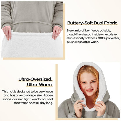 yescool Wearable Blanket Hoodie, Flannel Sherpa Fleece Blanket Sweatshirt for Adults Women Men,One Size Fits All - Colors A