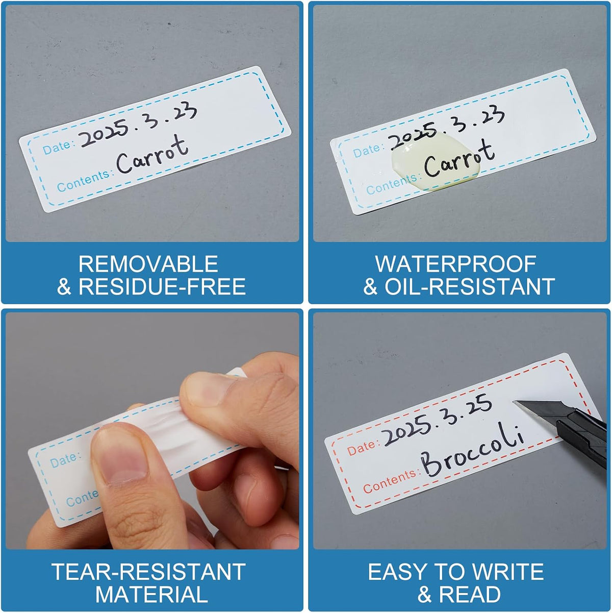 Freezer Labels - Water & Oil Resistant Food Storage Stickers (Freezer Labels (3 Color Rolls))