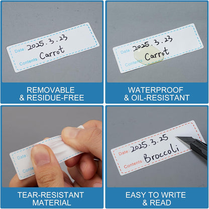 Freezer Labels - Water & Oil Resistant Food Storage Stickers (Freezer Labels (3 Color Rolls))