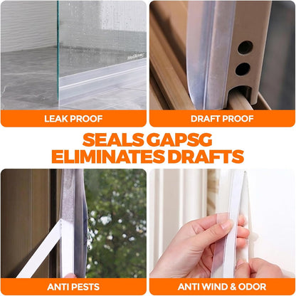 Holikme Weather Stripping Door Seal, Shower Door Seal Strip,1.8" W-33Feet | Flexible Door Seal, Seals Gaps up to 1.2", Helps Reduce Air Leaks & Dust, For Doors & Windows