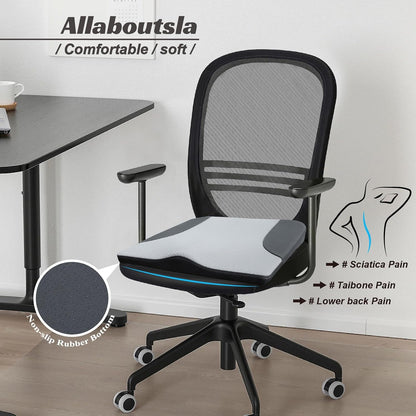 Allaboutsla Car Seat Cushion with Lumbar Support Pillow, Car Back Support | L-Shaped Ergonomic Memory Foam Seat Cushion, Car Seat Cushions for Driving, Driver Cushion and Back Support for Car, B&G