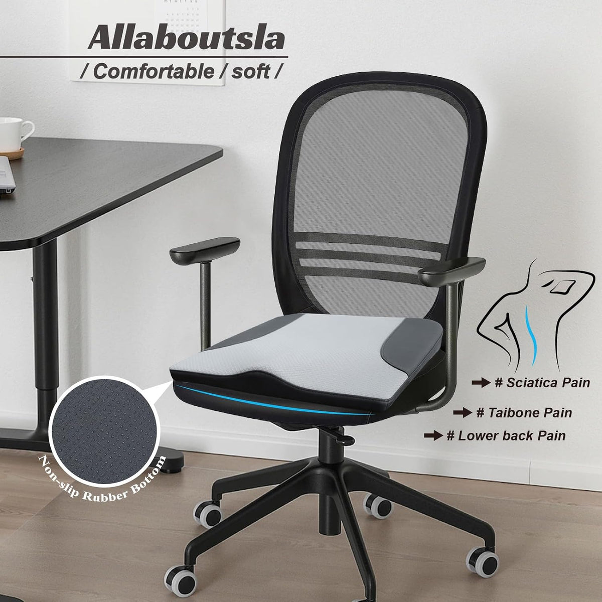 Allaboutsla Car Seat Cushion with Lumbar Support Pillow, Car Back Support