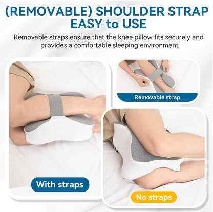 Long Knee Pillow for Side Sleepers Between Legs, Memory Foam Leg Pillow for Side Sleeping with Strap, Sciatica Pain Relief Pillow for Hip Pain, Spine Aligning, Back Pain, Pregnancy-Under