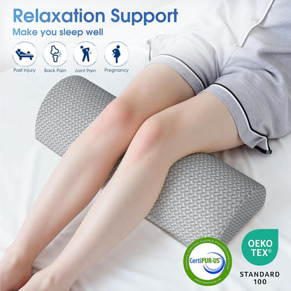 Knee Pillow for Back Sleeping Memory Foam Half Moon Bolster Pillow for Legs